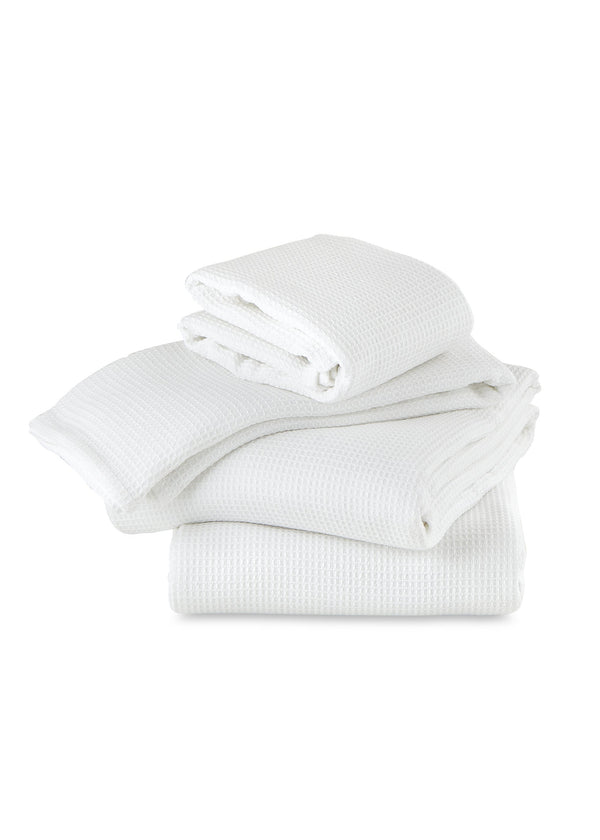 Waffled large bath towel - White
